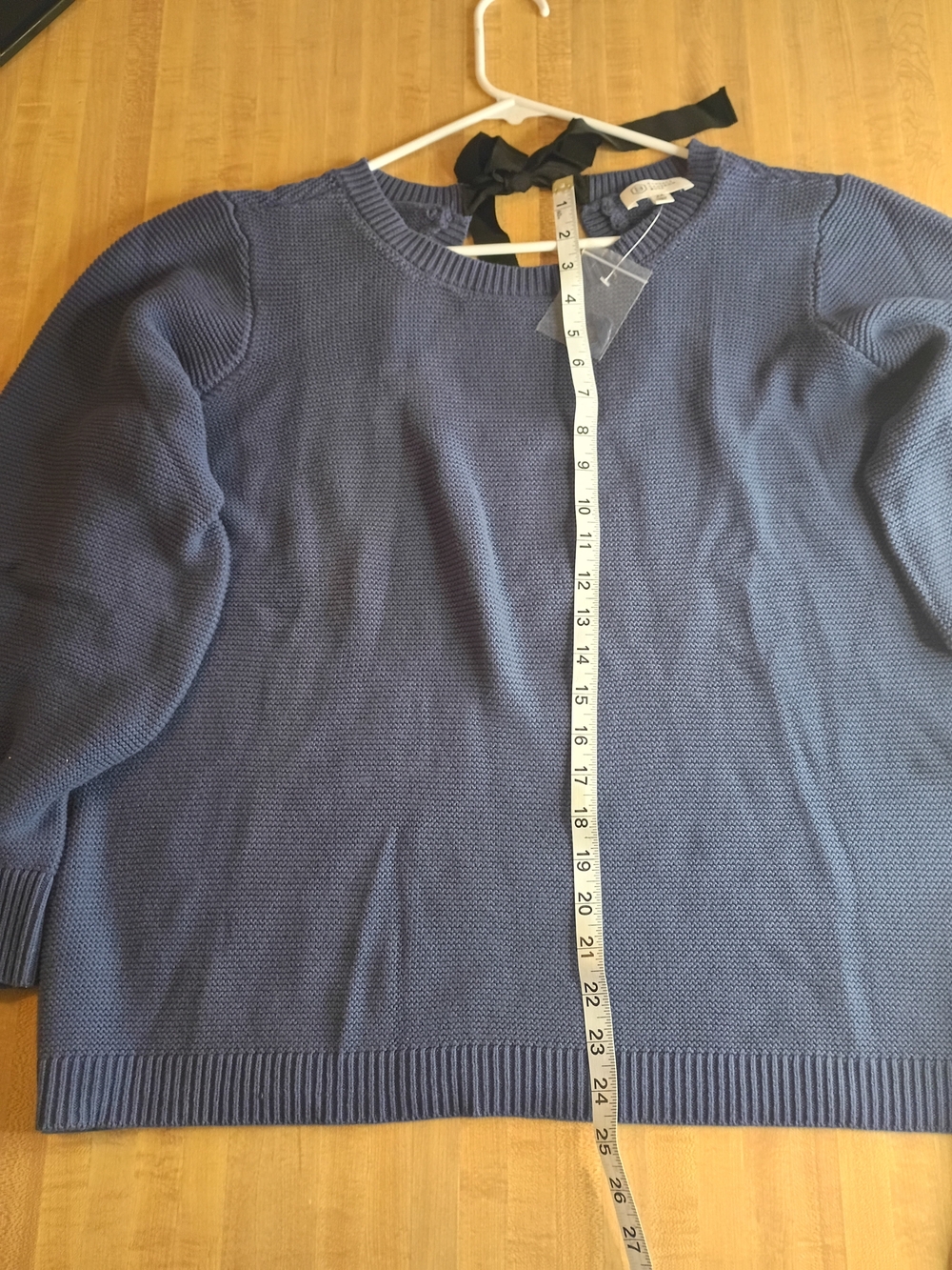 Candace Cameron Bure Navy Blue Textured Crewneck Sweater - Picture 2 of 14